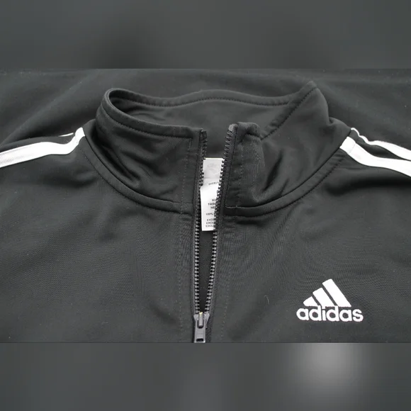 Adidas Boys Youth M (10/12) Black Track Jacket 3-Stripes Full Zip - Picture 6 of 6